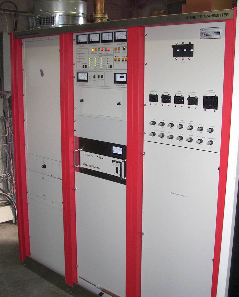 High power FM broadcast transmitter front panel - rated output must be verified, not assumed