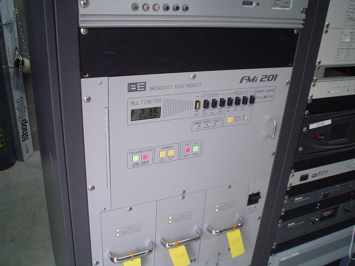 FM broadcast transmitter rack in a Chinese factory before shipment