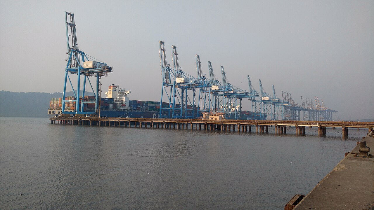 Container handling at Jawaharlal Nehru Port (Nhava Sheva), India