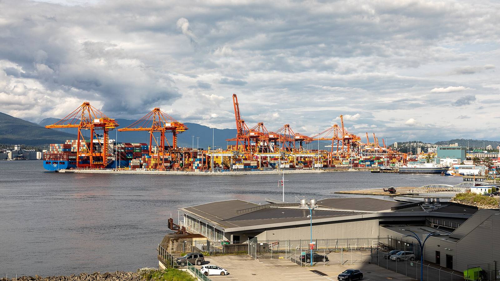 Container terminal at the Port of Vancouver, the main Canadian gateway for sea freight from China