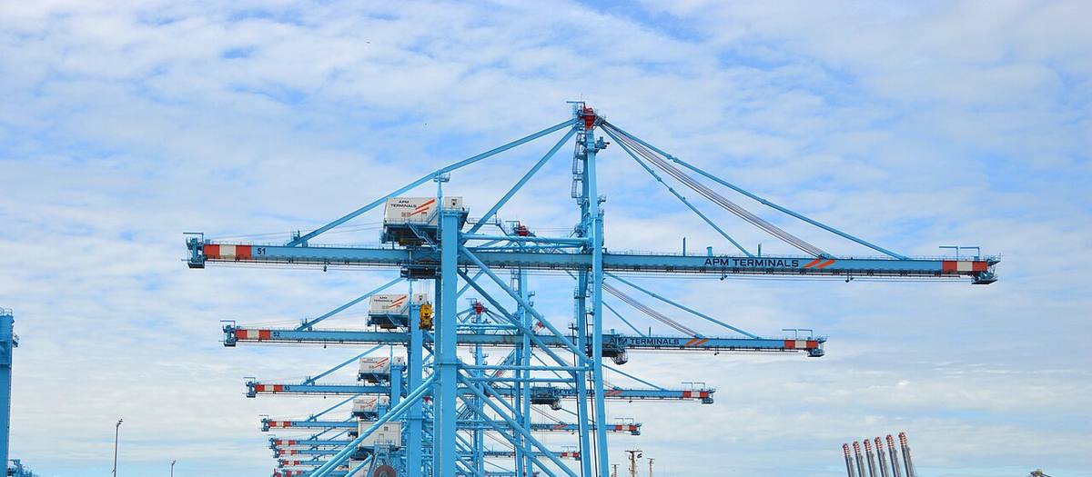 APM container terminal at Maasvlakte, Rotterdam, gateway for sea freight from China to Europe